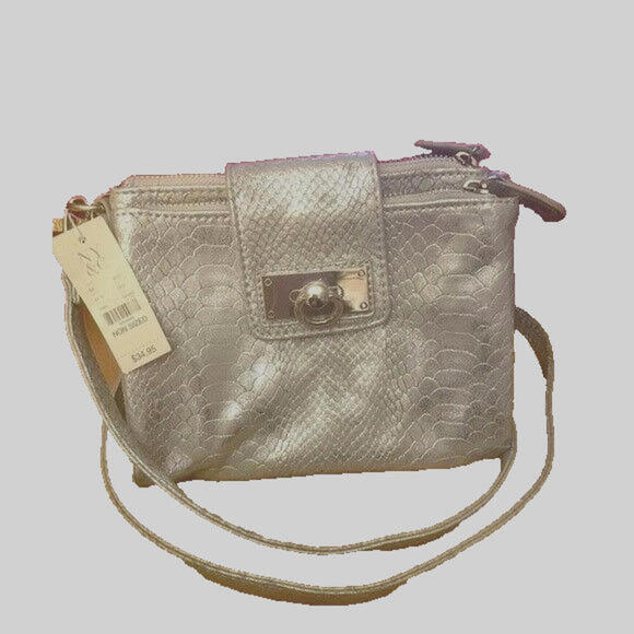 NY&C  New York and Company Silver Crossbody Bag- New With Tag - Picture 1 of 6
